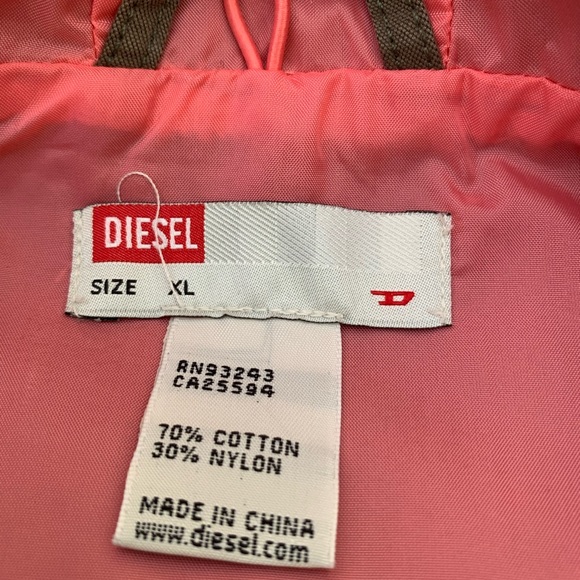 DIESEL Long Khaki Cotton Cargo Style Winter Vest Windbreaker Jacket Hoodie US S - Picture 8 of 15